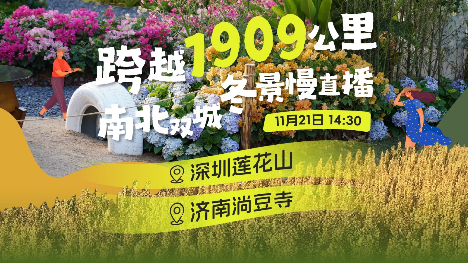 直播 | 跨越1909公里，南北雙城冬景慢直播 深圳蓮花山&濟南淌豆寺